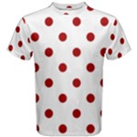 Polka Dots - Dark Candy Apple Red on White Men s Cotton Tee