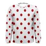 Polka Dots - Dark Candy Apple Red on White Men s Long Sleeve T-shirt
