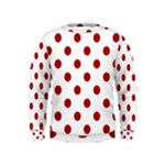 Polka Dots - Dark Candy Apple Red on White Kid s Sweatshirt
