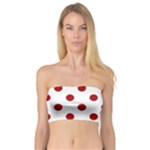Polka Dots - Dark Candy Apple Red on White Bandeau Top