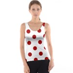 Polka Dots - Dark Candy Apple Red on White Tank Top