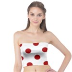 Polka Dots - Dark Candy Apple Red on White Tube Top