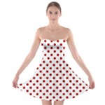 Polka Dots - Dark Candy Apple Red on White Strapless Bra Top Dress