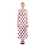Polka Dots - Dark Candy Apple Red on White Full Print Maxi Dress
