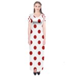 Polka Dots - Dark Candy Apple Red on White Short Sleeve Maxi Dress