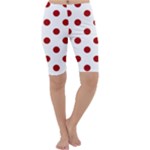 Polka Dots - Dark Candy Apple Red on White Cropped Leggings