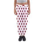 Polka Dots - Dark Candy Apple Red on White Women s Jogger Sweatpants