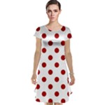 Polka Dots - Dark Candy Apple Red on White Cap Sleeve Nightdress