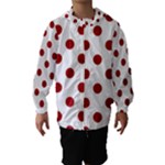 Polka Dots - Dark Candy Apple Red on White Hooded Wind Breaker (Kids)