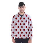 Polka Dots - Dark Candy Apple Red on White Wind Breaker (Men)