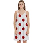 Polka Dots - Dark Candy Apple Red on White Women s Reversible Sports Bra with Border