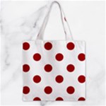 Polka Dots - Dark Candy Apple Red on White Zipper Grocery Tote Bag