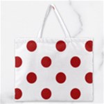 Polka Dots - Dark Candy Apple Red on White Zipper Large Tote Bag