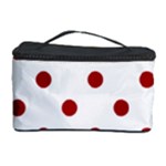 Polka Dots - Dark Candy Apple Red on White Cosmetic Storage Case