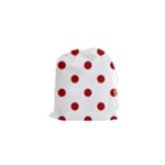 Polka Dots - Dark Candy Apple Red on White Drawstring Pouch (XS)