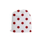 Polka Dots - Dark Candy Apple Red on White Drawstring Pouch (M)