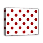 Polka Dots - Dark Candy Apple Red on White Deluxe Canvas 14  x 11  (Stretched)