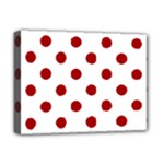 Polka Dots - Dark Candy Apple Red on White Deluxe Canvas 16  x 12  (Stretched)