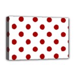 Polka Dots - Dark Candy Apple Red on White Deluxe Canvas 18  x 12  (Stretched)