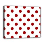 Polka Dots - Dark Candy Apple Red on White Deluxe Canvas 24  x 20  (Stretched)