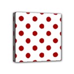 Polka Dots - Dark Candy Apple Red on White Mini Canvas 4  x 4  (Stretched)