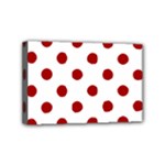 Polka Dots - Dark Candy Apple Red on White Mini Canvas 6  x 4  (Stretched)