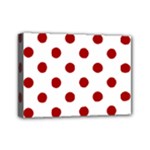 Polka Dots - Dark Candy Apple Red on White Mini Canvas 7  x 5  (Stretched)