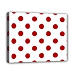 Polka Dots - Dark Candy Apple Red on White Canvas 10  x 8  (Stretched)