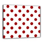 Polka Dots - Dark Candy Apple Red on White Canvas 24  x 20  (Stretched)
