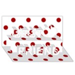Polka Dots - Dark Candy Apple Red on White Best Friends 3D Greeting Card (8x4)