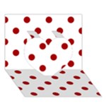 Polka Dots - Dark Candy Apple Red on White Heart 3D Greeting Card (7x5)