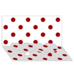Polka Dots - Dark Candy Apple Red on White Twin Heart Bottom 3D Greeting Card (8x4)