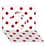 Polka Dots - Dark Candy Apple Red on White Peace Sign 3D Greeting Card (7x5)
