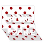 Polka Dots - Dark Candy Apple Red on White TAKE CARE 3D Greeting Card (7x5)