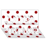 Polka Dots - Dark Candy Apple Red on White Laugh Live Love 3D Greeting Card (8x4)