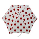 Polka Dots - Dark Candy Apple Red on White Mini Umbrella