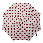 Polka Dots - Dark Candy Apple Red on White Hook Handle Umbrella (Medium)