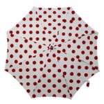 Polka Dots - Dark Candy Apple Red on White Hook Handle Umbrella (Small)