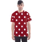 Polka Dots - White on Dark Red Men s Sport Mesh Tee