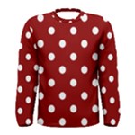 Polka Dots - White on Dark Red Men s Long Sleeve T-shirt
