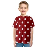 Polka Dots - White on Dark Red Kid s Sport Mesh Tee