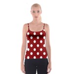 Polka Dots - White on Dark Red Spaghetti Strap Top