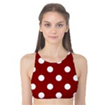 Polka Dots - White on Dark Red Tank Bikini Top