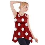 Polka Dots - White on Dark Red Side Drop Tank Tunic