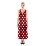 Polka Dots - White on Dark Red Full Print Maxi Dress