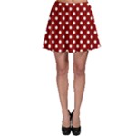 Polka Dots - White on Dark Red Skater Skirt