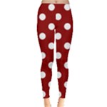 Polka Dots - White on Dark Red Women s Leggings