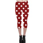 Polka Dots - White on Dark Red Capri Leggings