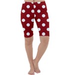 Polka Dots - White on Dark Red Cropped Leggings