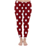 Polka Dots - White on Dark Red Winter Leggings